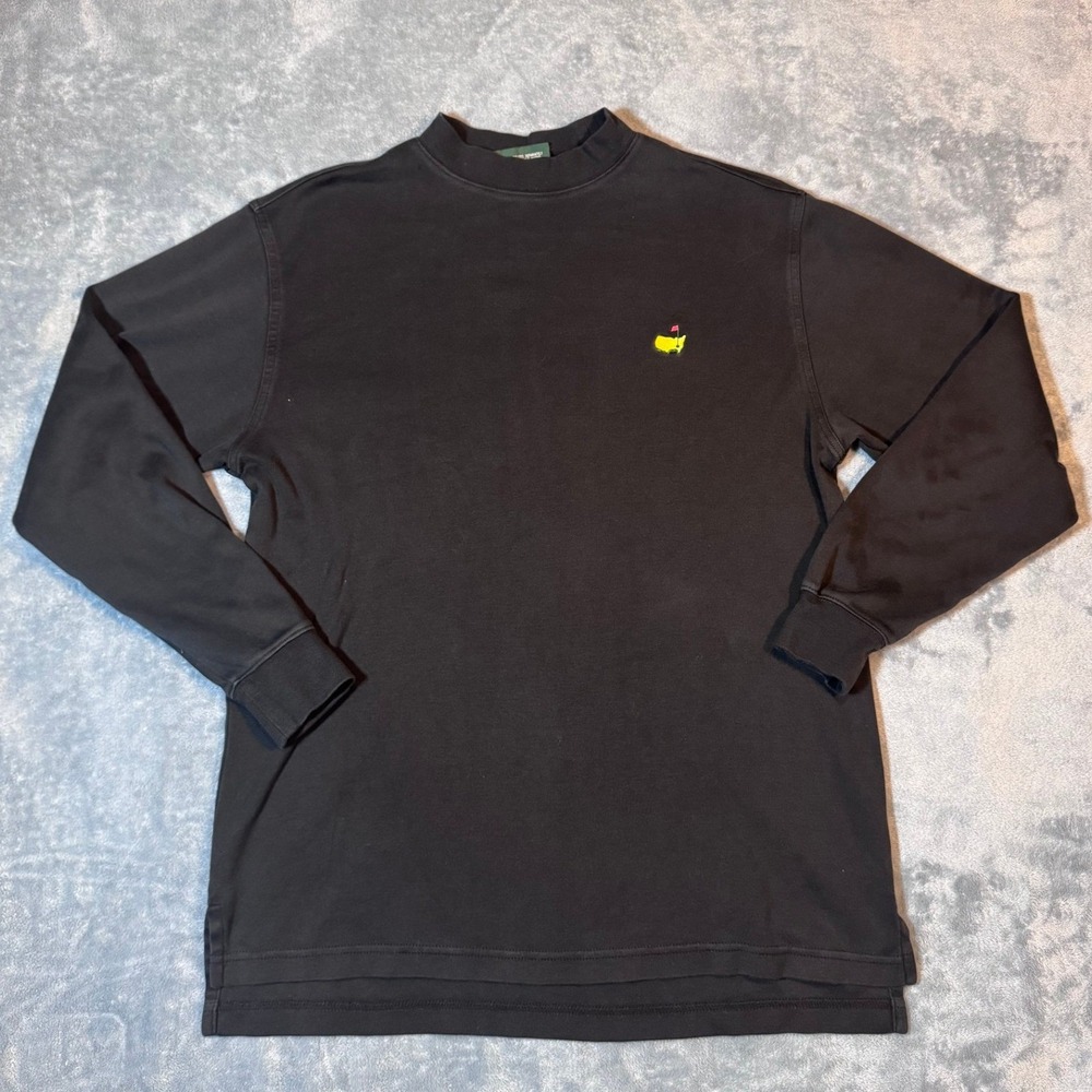 Masters Collection Pima Cotton Mock Neck Shirt S Black Embroidered Logo